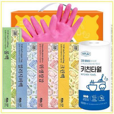 고무장갑 롤백 크린백 위생장갑 지퍼백 키친타올 6종 대