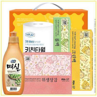 참그린매실300용기 키친타올 롤백 크린백 정사각위생장갑 5종세트