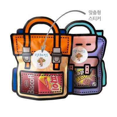 구디백H - 책가방 지퍼형 간식 과장 사탕 젤리
