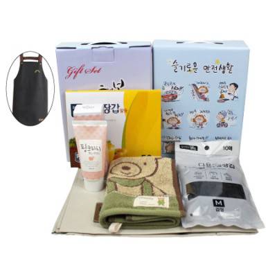 앞치마+핸드에센스+기라로쉬 주방타올+니트릴장갑+크린장갑 세트(케이스 이미지 변경가능)