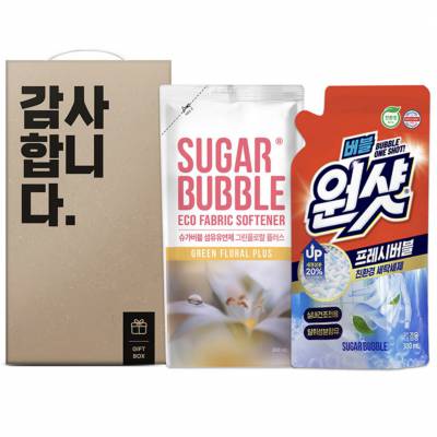 슈가버블 섬유유연제 세탁세제 리필 2종