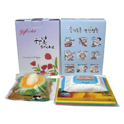 뽑아쓰는 세제수세미 크린장갑 부직포행주3매 과일수세미 원목냄비받침 5종