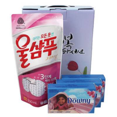 울샴푸+ 다우니 1회용 섬유유연제3개(케이스 선택)