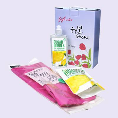 슈가버블 주방세제 용기+리필 양손 고무장갑 3종세트 케이스변경 가능