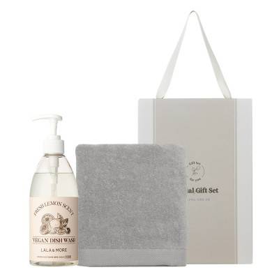 라라퓨어 상큼 레몬향 주방세제 500ml 1개와 국내생산 호텔타올 200g 1개 2P 손가는 마음 선물세트