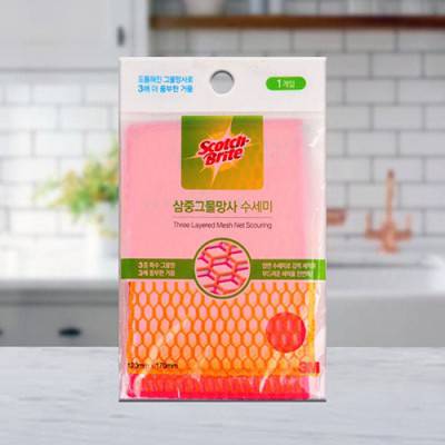 3M 스카치브라이트 항균 삼중양면 그물망사 수세미