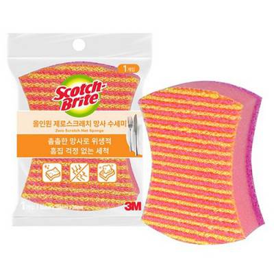 3M 스카치브라이트 올인원 제로스크래치 망사 수세미