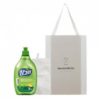 The마음선물세트 참그린 주방세제 500ml 1개 + 주방고리타올 45g 1개 2P