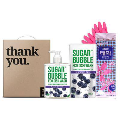 슈가버블 태화고무장갑 3종 2호 / 슈가버블 주방세제 470ml 1개, 280ml 1개, 태화 고무장갑 1개